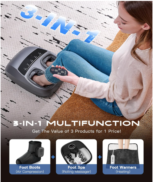 KINGJOY Foot Massager with Heat for Neuropathy